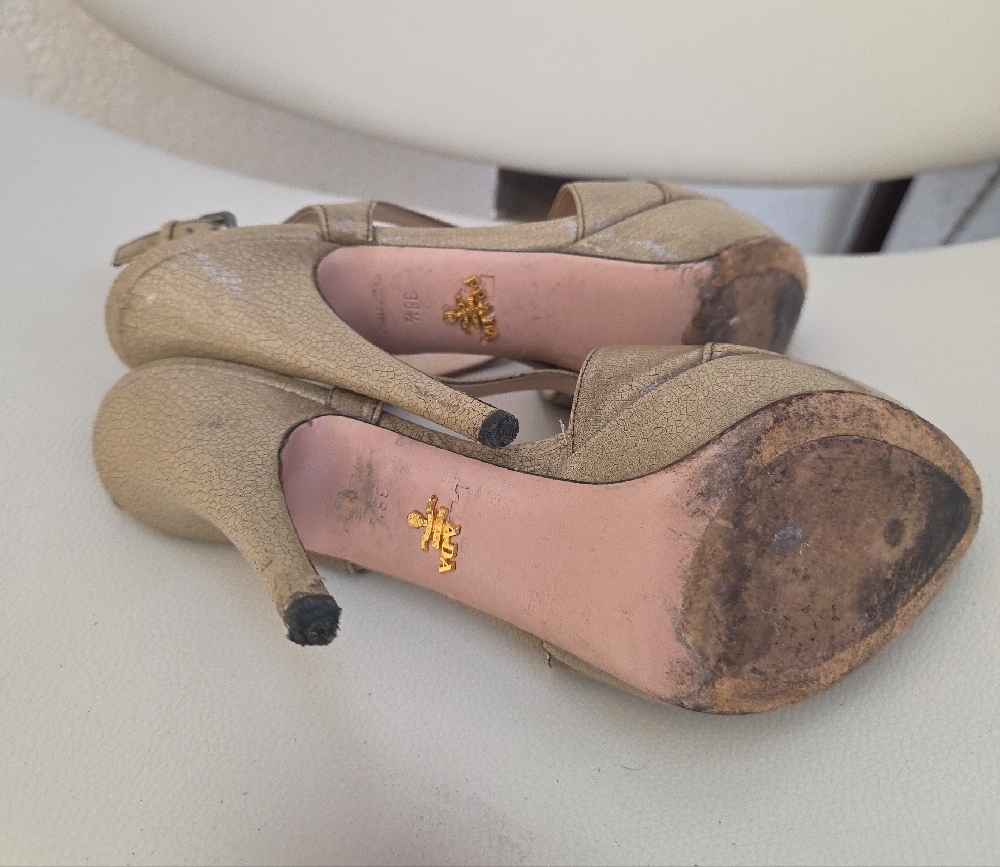 Prada Gold Strappy Heels - Picture 6 of 8
